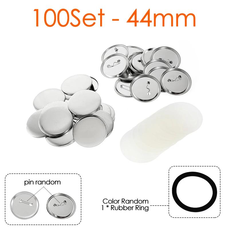 100Sets 25/32/37/44/58MM Round Badge Pin Button Maker Machine DIY Making Badge Parts Manual Punch Press Machine Consumables