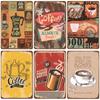 Vintage Fresh Coffee Plaque Metal Tin Sign Retro Drink Coffee Poster Wall Stickers for Cafe Shop Restaurant Home Room Decor