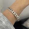 100% Solid 925 Sterling Silver Retro Bracelet for Women Geometric Retro Chain Handmade Sparkling Simple Bracelet Birthday Gift