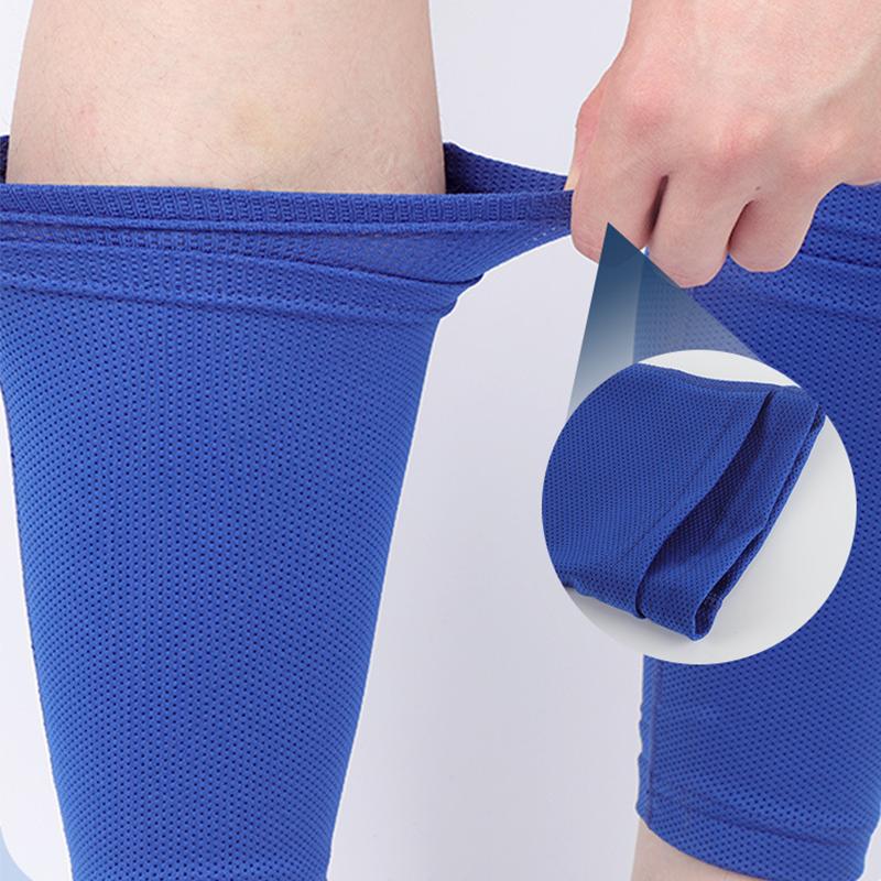Football Leg Sleeves Double Layer Compression Cycling Shin Guards Socks Breathable Soft Anti Slip Running Soccer Leg Braces