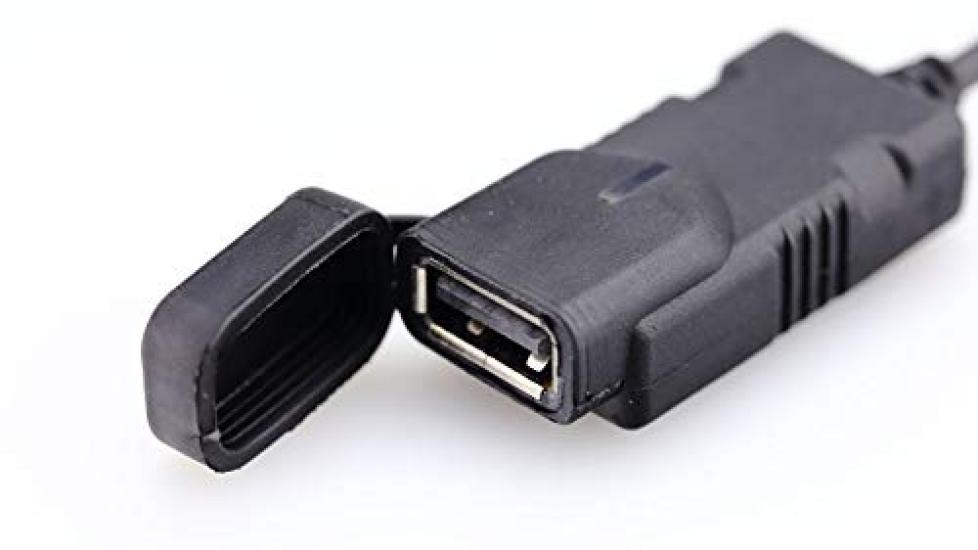 Kijima Motorcycle Parts USB Power Port with Kit, Single, Protective, Dustproof/Waterproof (IP55 Equivalent), Indicator, DC5V/2.1A (304-6247)