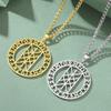Dawapara Collier Web de Wyrd Mythologie Nordique Symbole Nordique Pendentif Runes Cercle Amulette de Protection Bijoux en Acier Inoxydable
