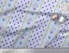 Soimoi Gray Japan Crepe Satin Fabric Stripe & Freesia Floral Print Fabric by Metre 42 Inch