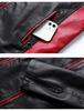 2025 Men's Color Block PU Leather Motorcycle Jacket - British Casual Style