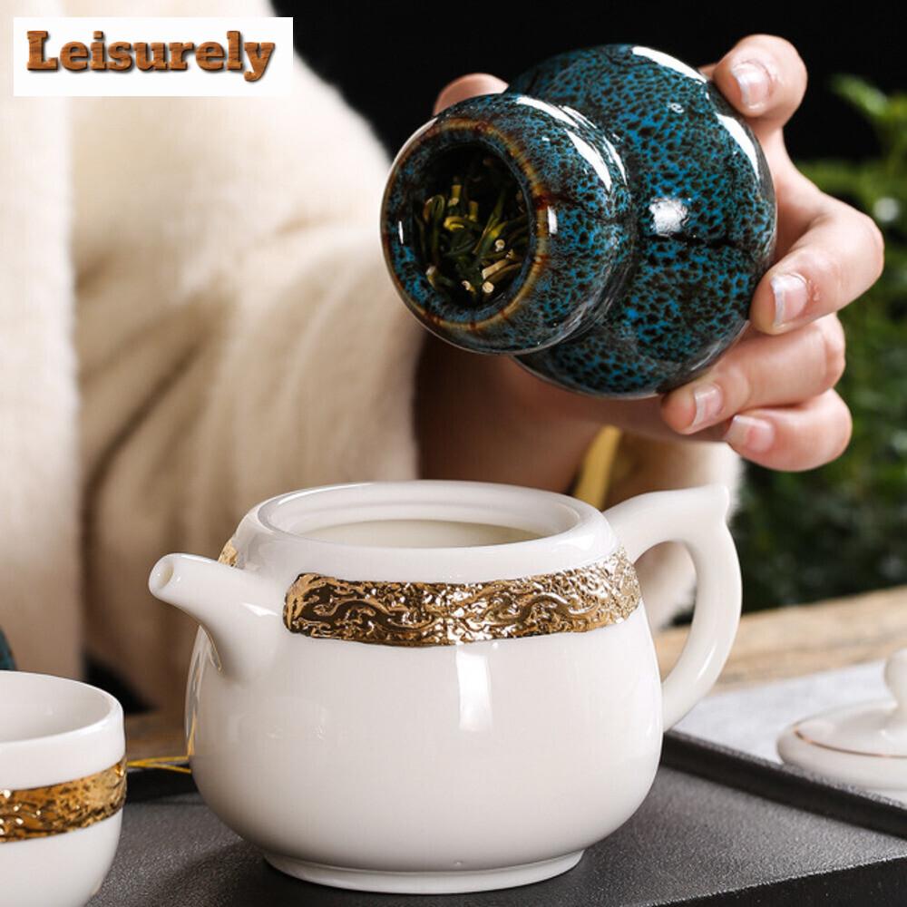 Gourd Tea Caddy Ceramic Portable Travel Tea Box Japanese Vintage Mini Pu'er Tea Storage Box Sealed Jar Container Organizer Cans