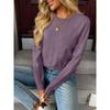 Women S Casual Knitted Pullover Sweater Round Neck Long Sleeve Solid Color