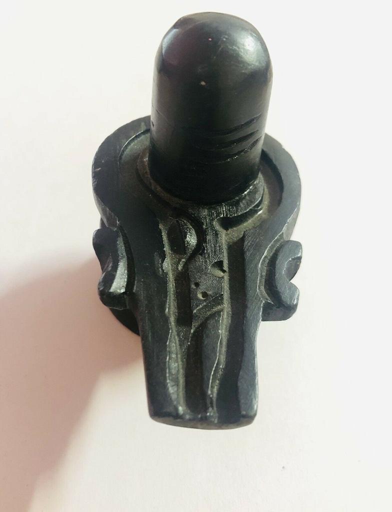 Handmade Black Stone Shivling, Hindu God Shiva Lingam Pooja (3 Inch)