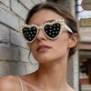 Just Married Birthday Baddie Heart Sunglasses Rhinestone Pearl Decor UV Protection Birthday Party Shades KJ242