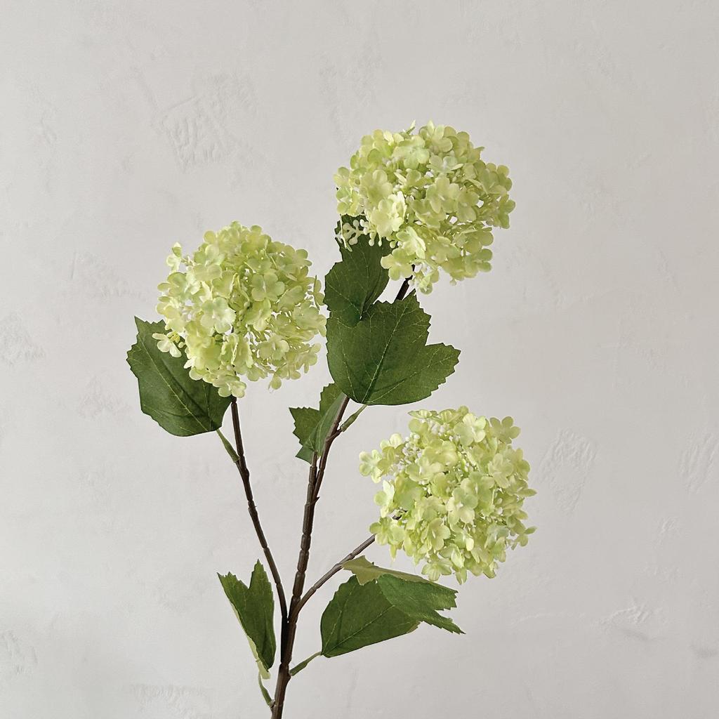 3-Head Hydrangea Snowball Artificial Flowers for Home, Living Room, Wedding Arrangements & Photo Props