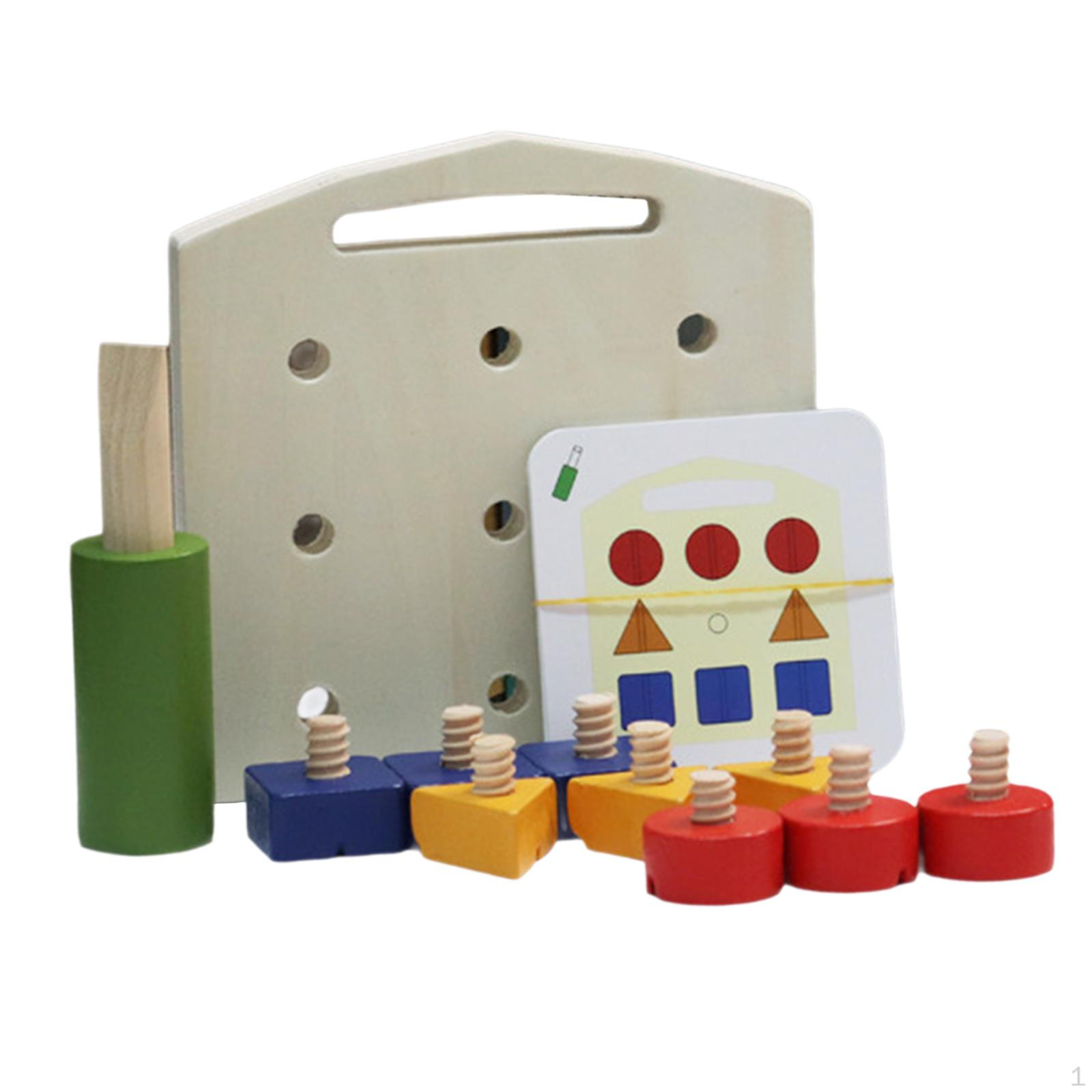

Montessori Wooden Screws Toys with Screwdriver, 12 Cards, Educational Toy for Children Girls Kids