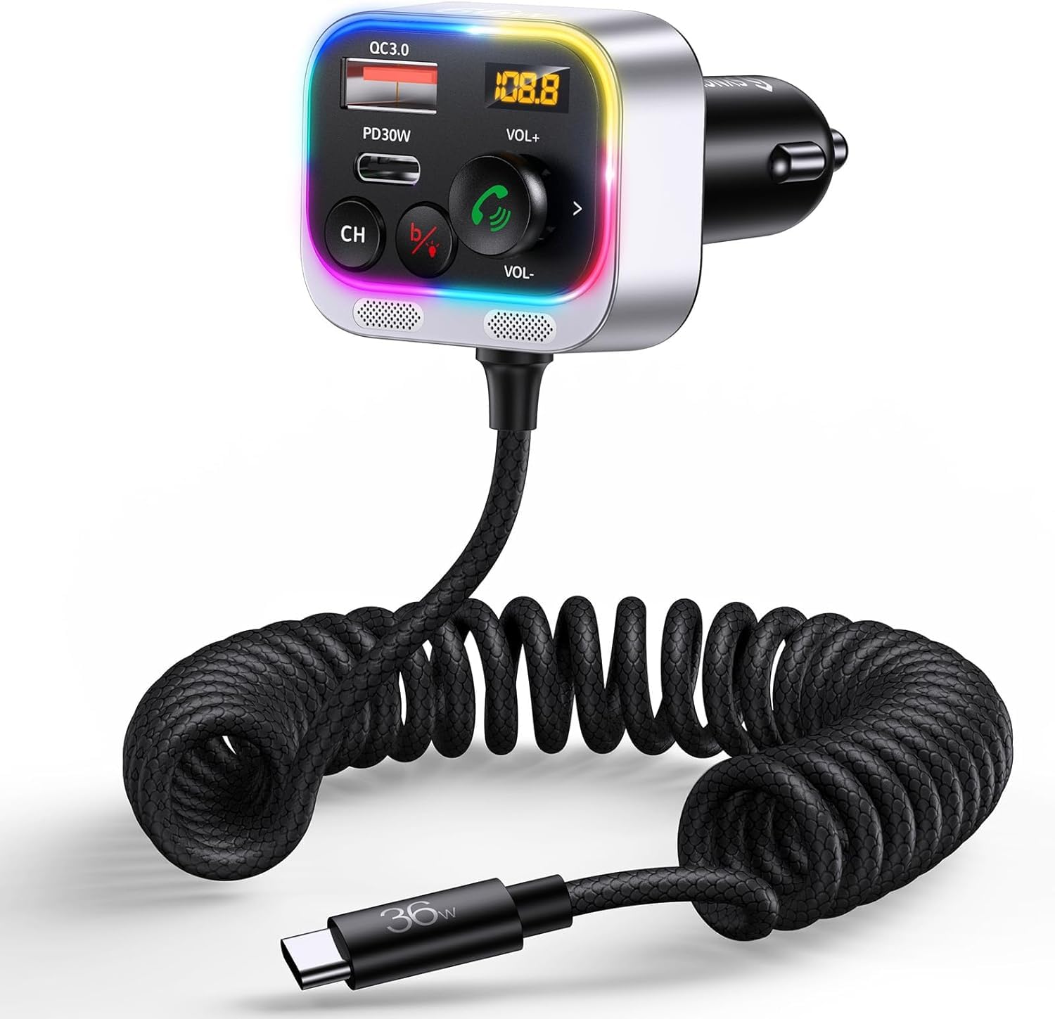 FM-передатчик HUNDRUP Bluetooth 5.4 новинка Автомобильный FM-передатчик чёрный