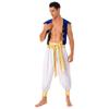 Herren Arabischer Prinz Kostüm Kurzarmweste mit Gürtel Pluderhose Rollenspiel Halloween Kostümball Outfit