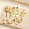 New Geometric Gold Color Layered Circle Dangle Earrings, Waterproof Stainless Steel Crystal Drop Earrings Women Trendy Jewelry