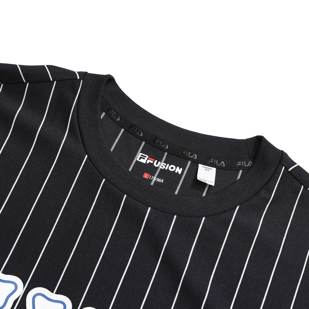 FILA Striped Logo Print Round Neck Short Sleeve T-Shirt Men Tops Legendary-Blue T11M322101F-NV