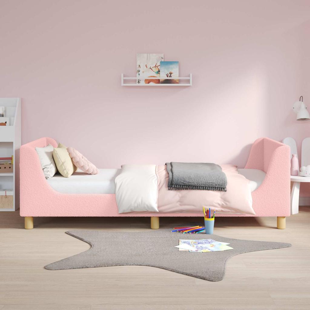 Kids Bed Frame with Headboard Pink 90 x 190 cm Boucle