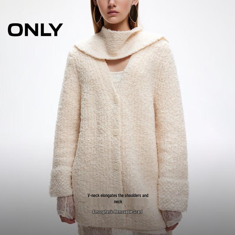 ONLY Women's Loose V-Neck Scarf Cardigan Sweater