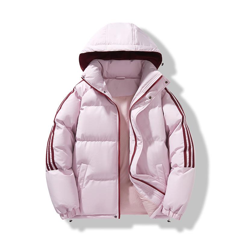

Пуховая хлопковая одежда Мужские парные хлопковые куртки С капюшоном с тремя полосками Хлопковая одежда Уличная одежда-хлеб Толстая 4XL