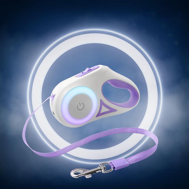 3M/5M Automatisch Intrekbaar Hondentuig met Zaklamp, LED Gloeiend Nachtelijk Wandelriem, Duurzaam Nylon Buitenriem voor Hond