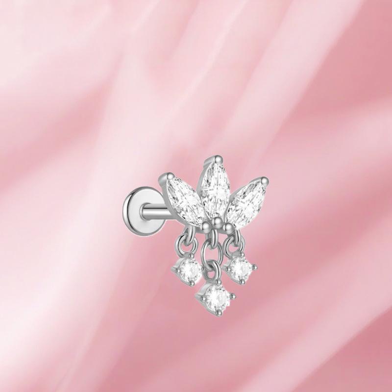High-End Titanium F136 Internal Thread Cartilage Stud Earring - European & American Trendy Fashion