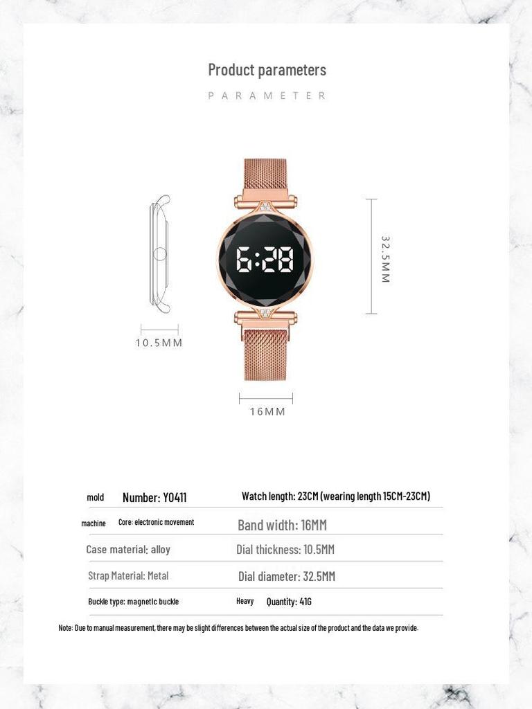 Montre Mode Femme à Strass LED Magnétique