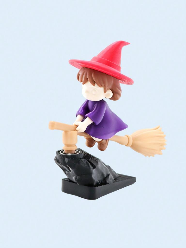 Witch on Broom Car Ornament, ABS Resin Dashboard Decor, Creative Car Interior Gift for Women