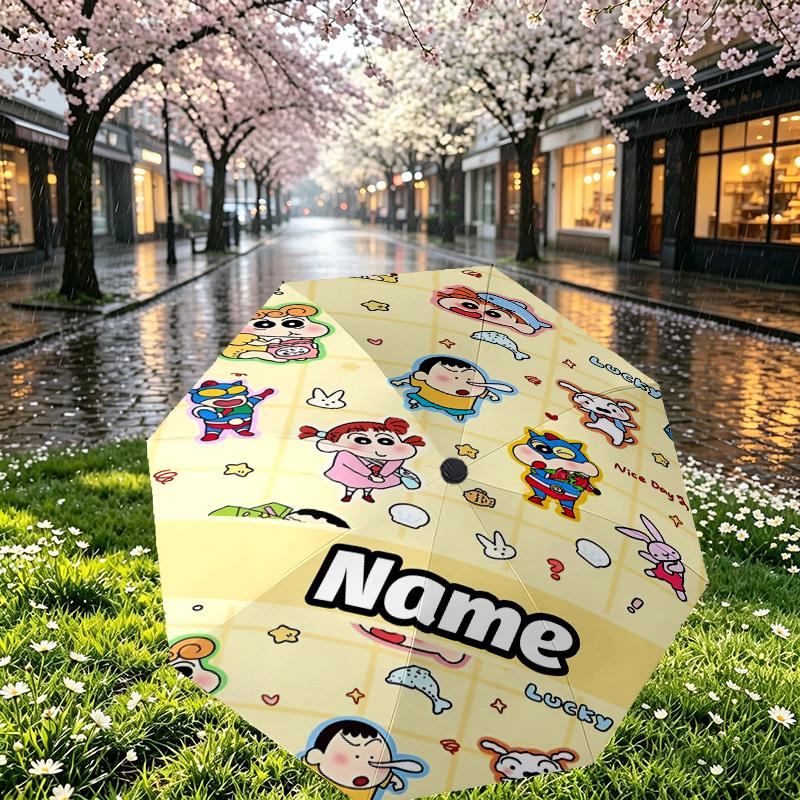 Custom Name Personalized Cartoon comics Print Umbrella, Auto Open Close, 8‑Rib Sturdy Frame, Commute Camping Hiking Use, Birthday Gift