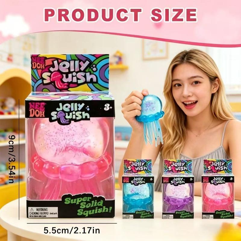 Glitter Jellyfish Squishy Stress Ball Slow Rebound Squeeze Fidget Toy Sensory Toy for Anxiety Relief Kids Adults