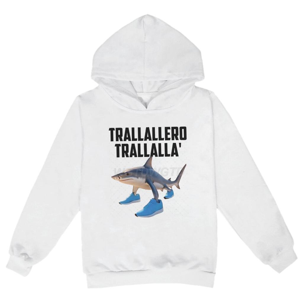 Autumn Winter Funny Shark Printed Hoodies Fashionable Casual Warm Sports Long Sleeved Children's Boy Hooded Sweatshirts