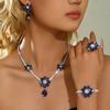 Jewelry Set, European and American Fashion Trend, Zircon Earrings Ins, Yellow Flower Temperament Jewelry Necklace, Women's .