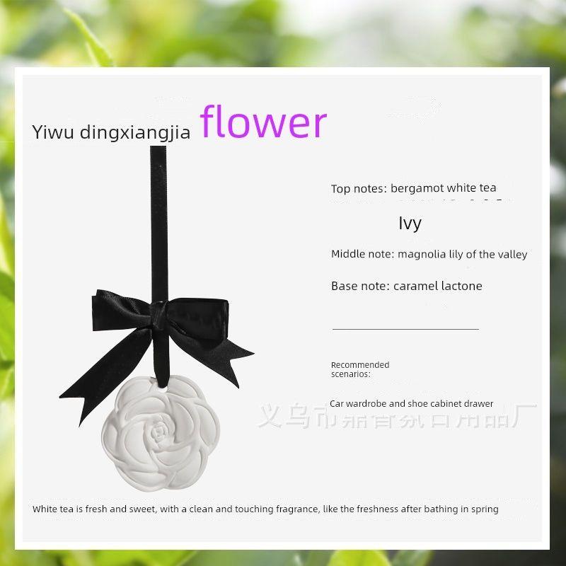 Camellia Car Fragrance Diffuser, Long-Lasting Aroma Gypsum Car Perfume, Car Interior Decoration Ornament