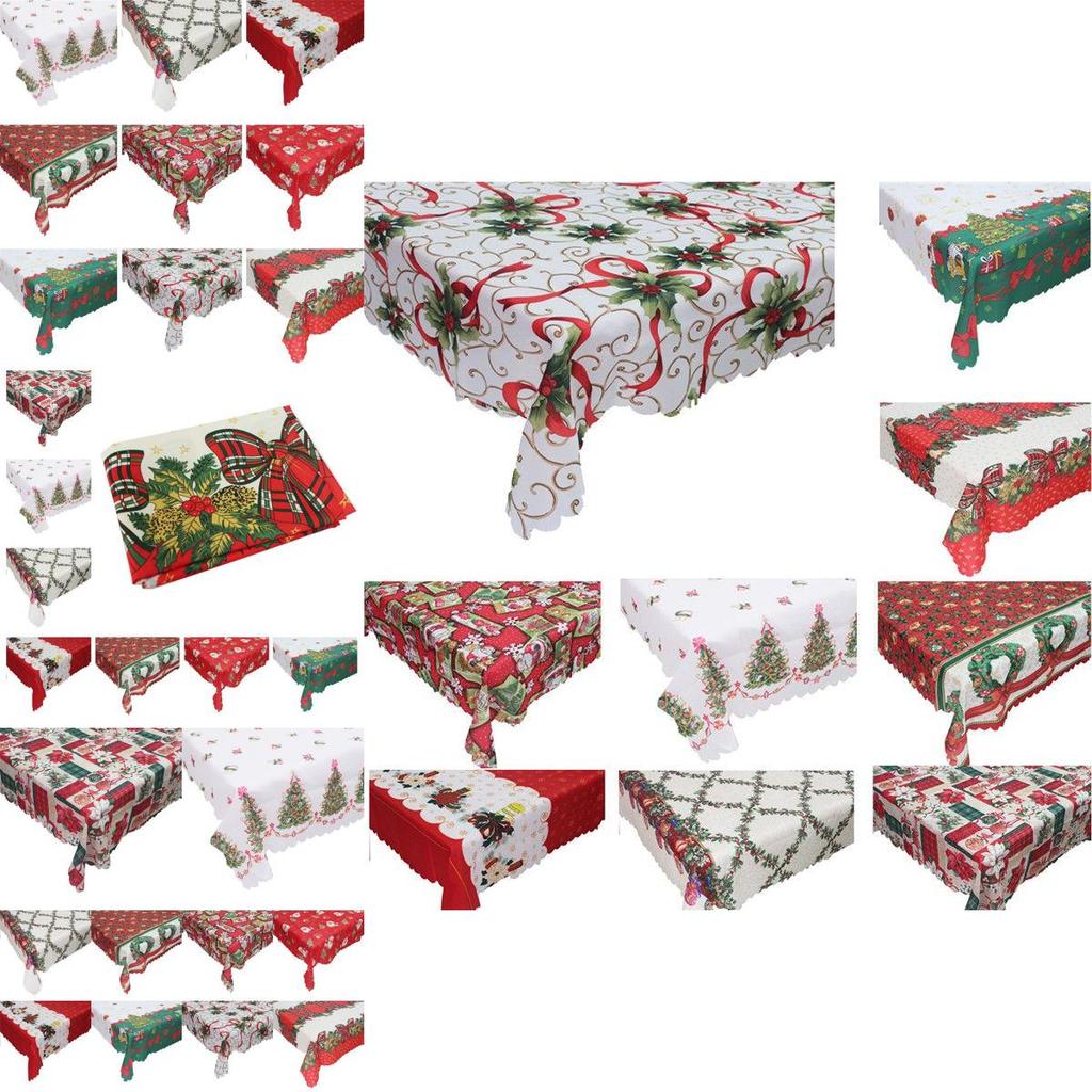 Fashionable Christmas Tablecloth Rectangular Polyester Holiday Home Decoration 150x180cm