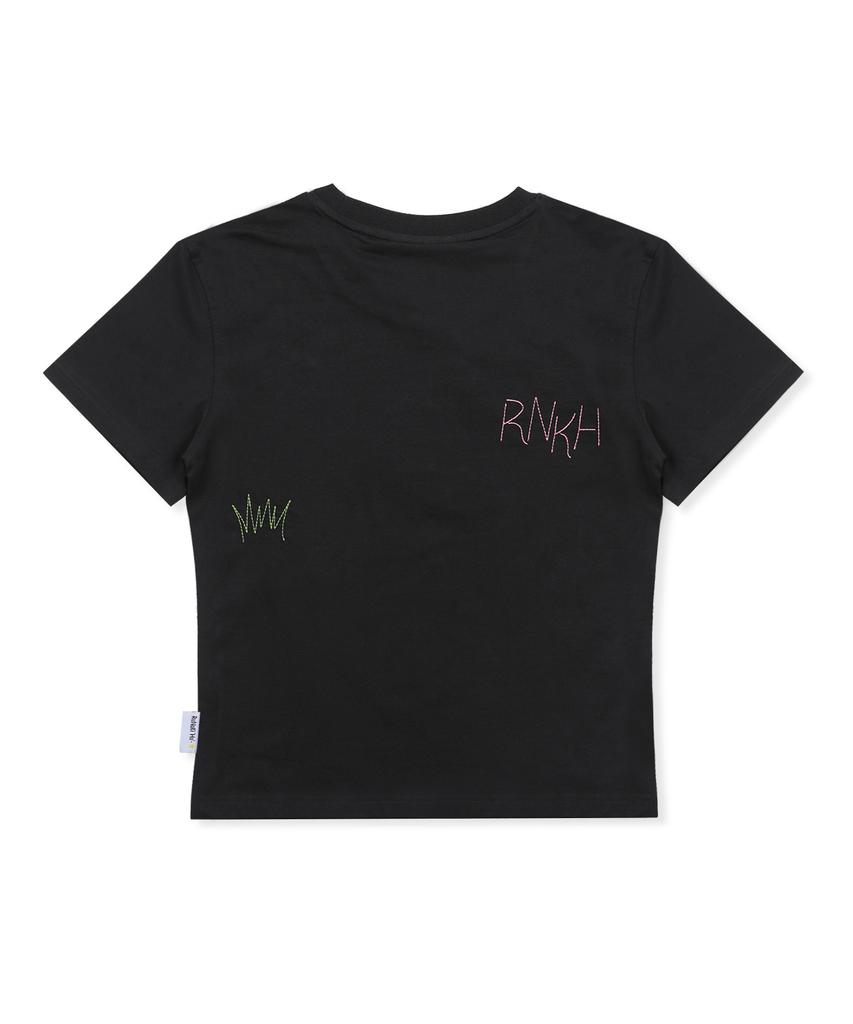 RuNaKi'Hu' Wxt076 Kinoko House Applique T-Shirt (Black)