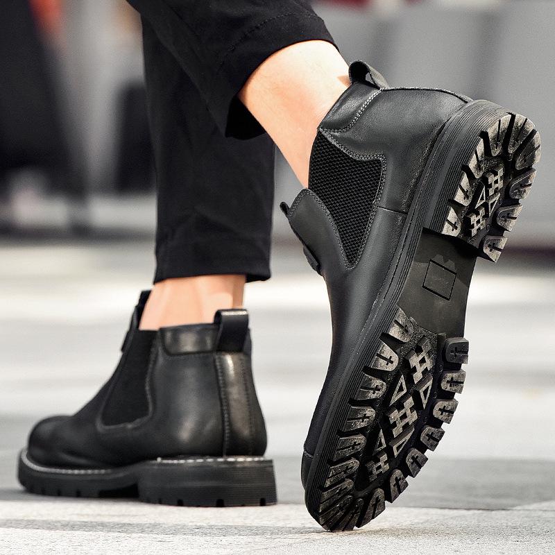 Men's Trendy Martin Boots: Versatile Retro Chelsea Leather Work Shoes in British Style