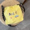 Cute Embroidery Women'S Drawstring Shoulder Bag Cartoon College Girls Book Tote Shopping Bags Large Capacity Female Handbags