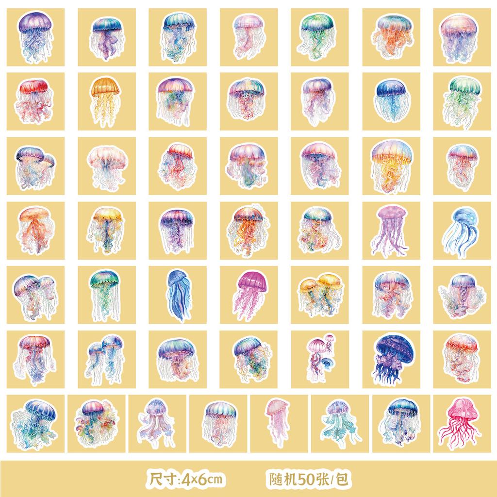 50/100 Sheets of Marine Series Stickers Mobile Phone Water Cup Waterproof Decorative Stickers Children's Hand Account DIY Stickers