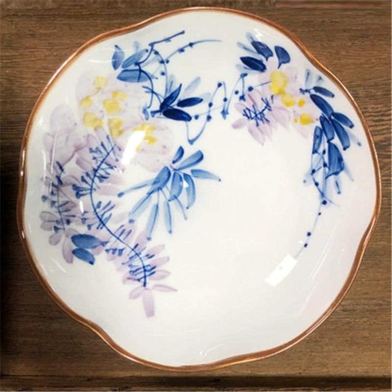 Ceramic Refreshment Tray Zen Dessert Plate Exquisite Vintage Teahouse Tea Table Fruit Tray Dishes Snack Chinese Style Fruit Tray