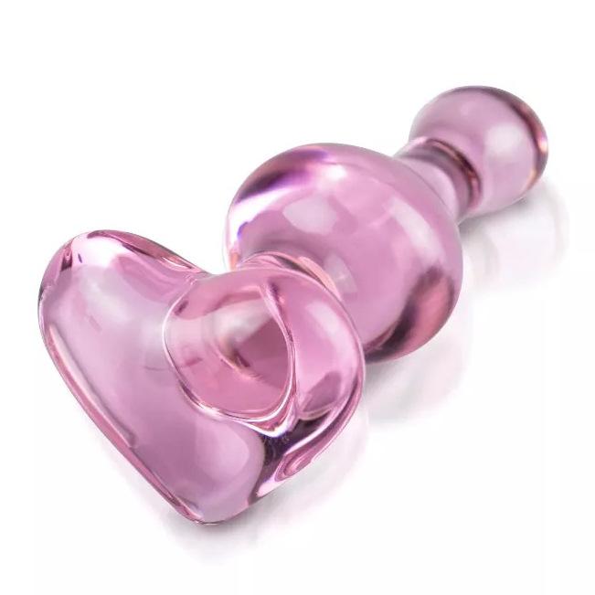 Glas Analplug Sexspielzeug für Frauen Rosa Herz Analstimulator Kristall Buttplug Frauen Männer Prostata Massage Vagina Analplug Kugeln