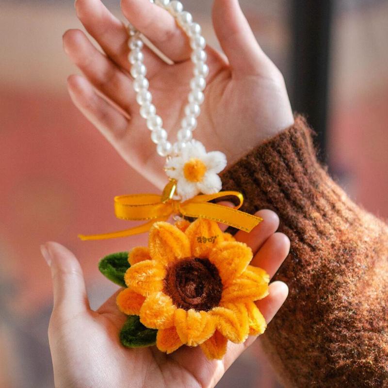 Kit de Matériaux DIY Tournesol 2 Pièces Pendentif de Voiture Fait Main Cadeau, pour Décoration de Maison Cadeau de Fête de Fête