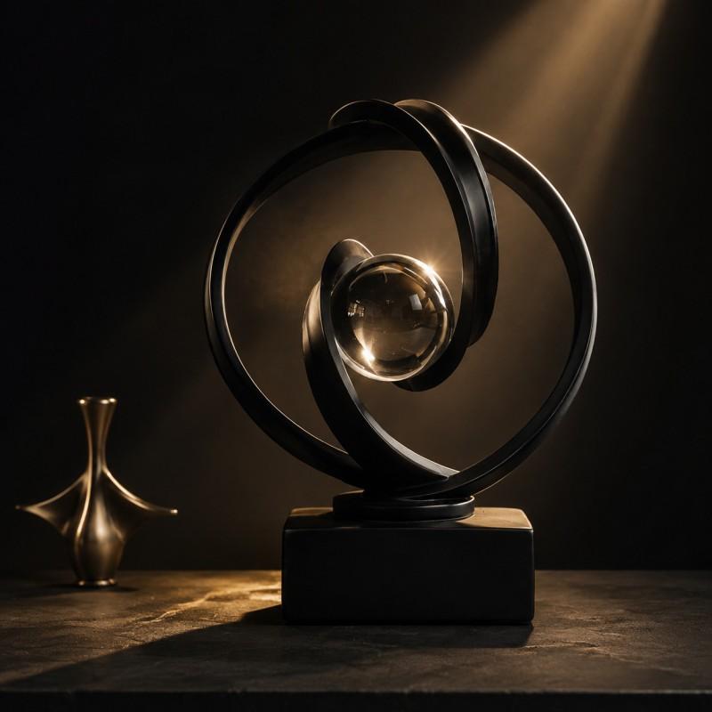 Modern Minimalist Resin Crystal Ball Decorative Ornament Black Matte Fortune Sphere Living Room Entryway Office Desk