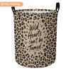 1pc, Leopard Print Animal Pattern Dirty Laundry Basket, Multifunctional Basket with Handle, Household Foldable Storage Box, Large Capacity Circular Cl