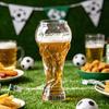 Yousheng 2Pcs Football Trophy Beer Mug, Clear Tall Glass, Football-Themed Beer Stein, Beer Drinking Glass for Game Day Parties BBQ Bar Home