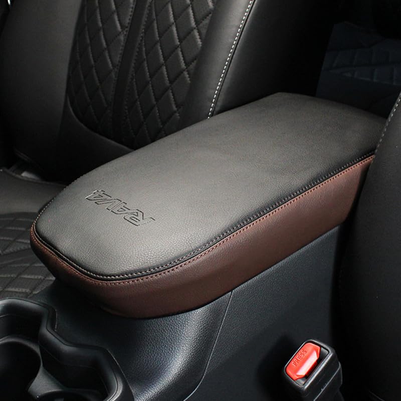 

RAV4 Armrest Cover Armrest Box Console Box Cover Interior Panel Garnish New RAV4 Exclusive XA50 Type Leather 1P Brown Haap-yr [Black & Stitching]