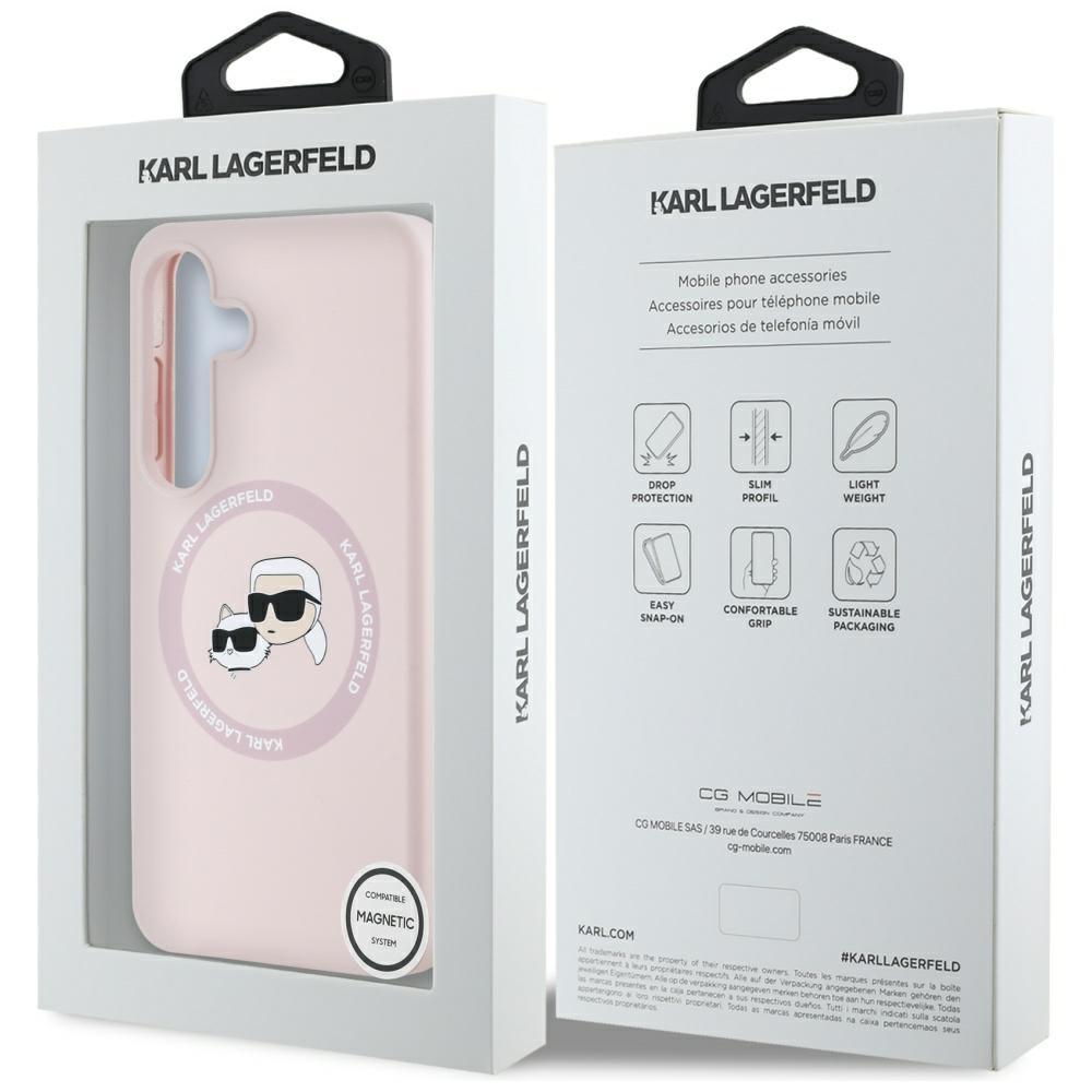Karl Lagerfeld Silicone Double Heads And Circle Magsafe Case For Samsung Galaxy S25+ Pink