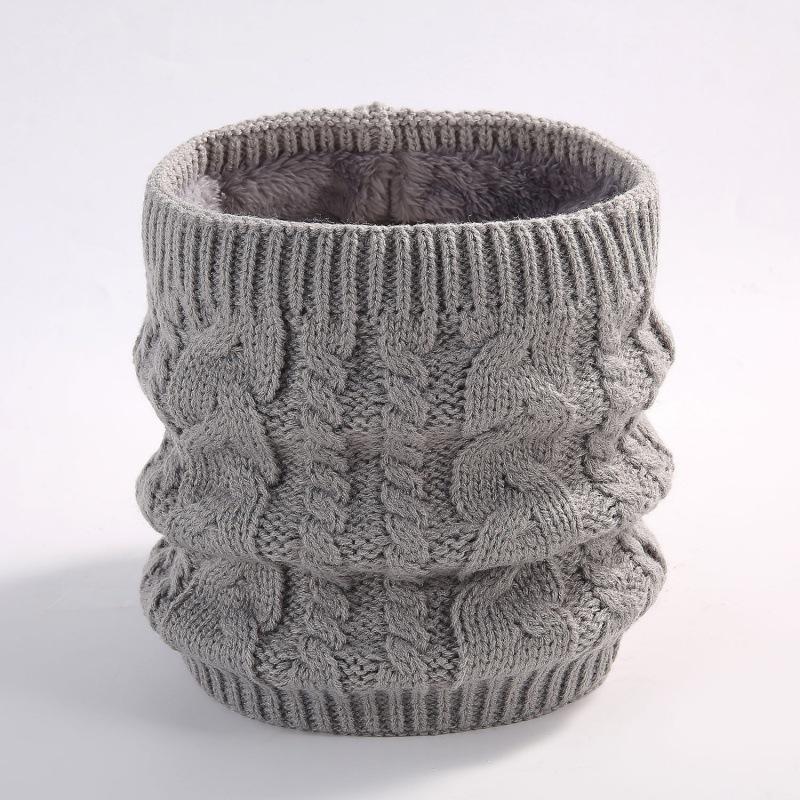 Autumn and winter scarf, couple versatile knitted wool plush solid color winter warm neck cover
