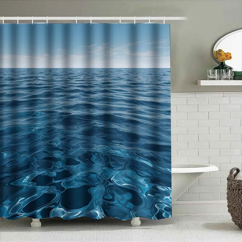 Ocean Wave Shower Curtain - Nature Inspired Bathroom Decor Water Ripple Design Durable And Waterproof Home Decor Essential