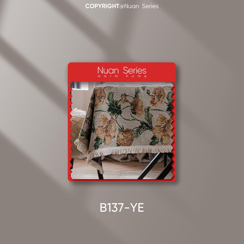 1PC Nuan Series Artistic Jacquard Romantic Style Polyester Tablecloth with Tassels for Dining Table Coffee Table Makeup Table Home Decor