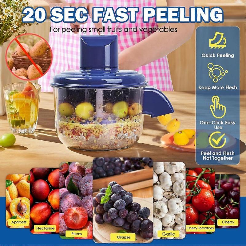 Electric Peeling Machine for Grape, Rechargeable Small Fruit and Vegetable Automatic Peeler, Quick Peeling Machine for Home, Camping and Businesses