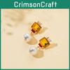 Modern European Style Square Stud Earrings With Chic Rhinestones And Pearl Tassels