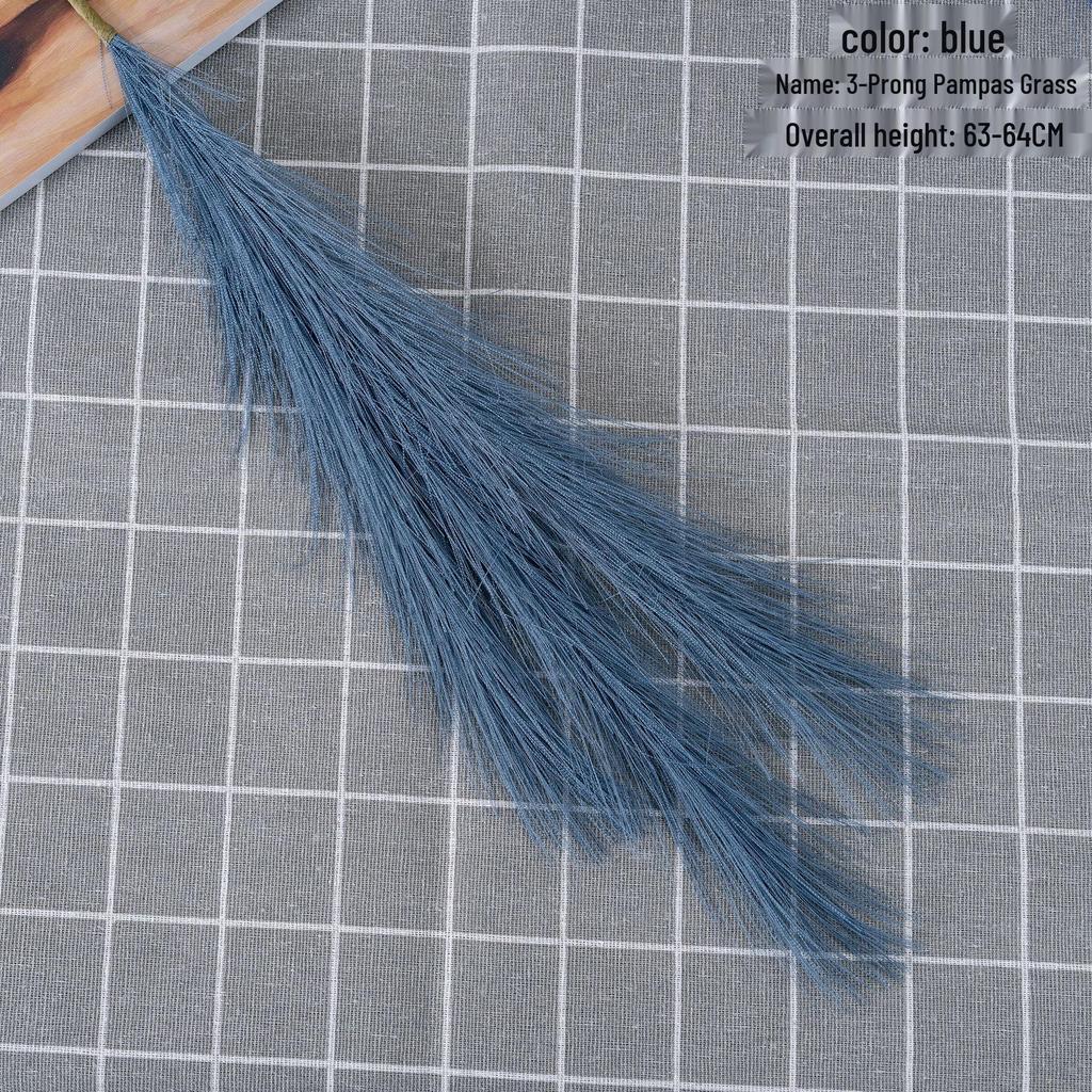 INS Style 3-Prong Pampas Grass and Rose Artificial Bouquet for Home Decor