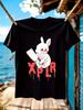 XPLR Sam And Colby  Vintage Graphic T-shirt - Black Crew Neck Tee with Cute Bunny Rabbit